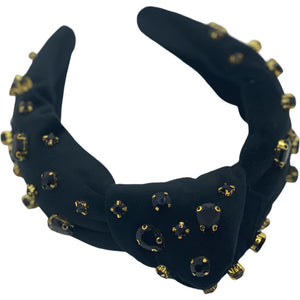 Black w/ Black Crystals Headband