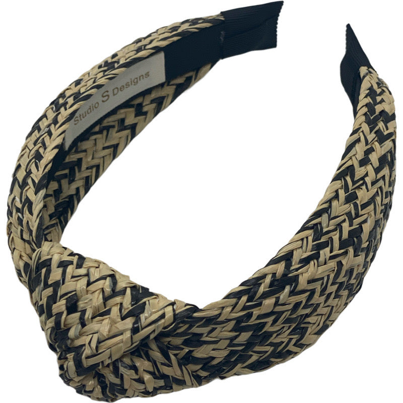 Black & Natural Rattan Headband