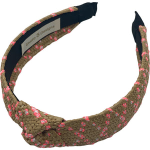 Coral White & Natural Rattan Headband