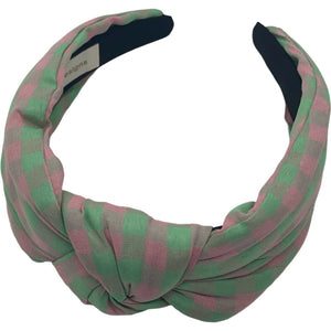 Pink & Seafoam Check Headband