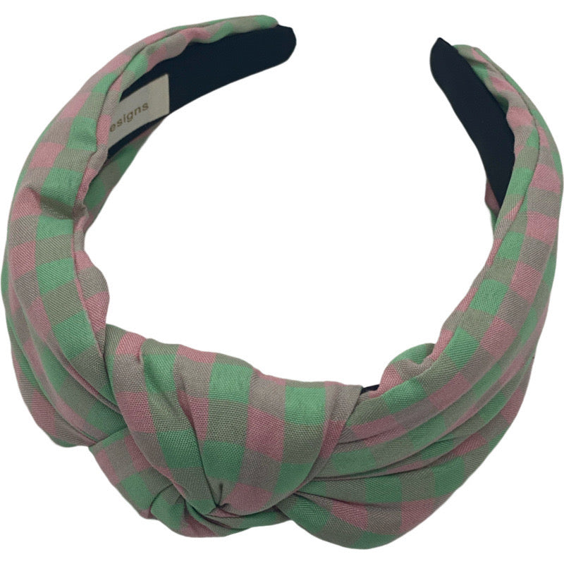 Pink & Seafoam Check Headband