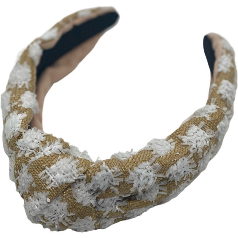 Tan w/ White Straw Headband