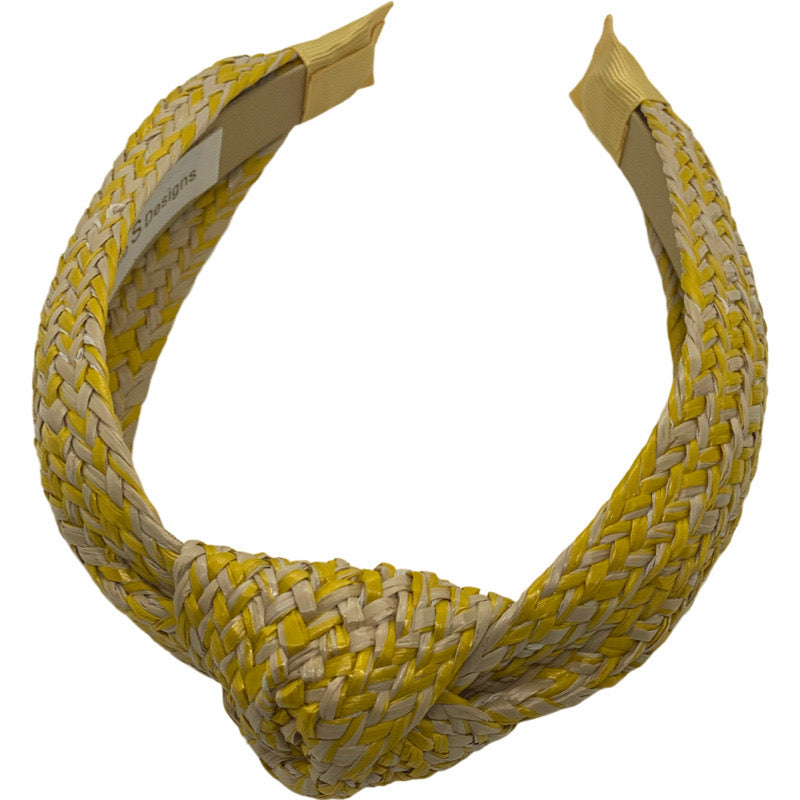 Yellow & Natural Rattan Headband
