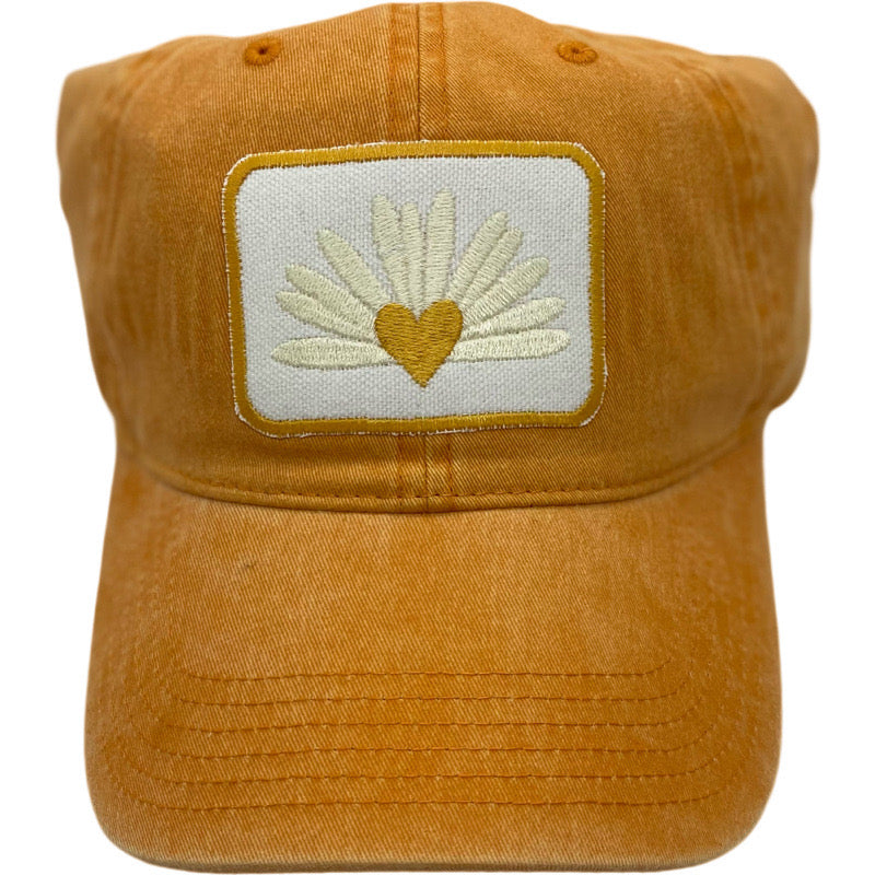 Embroidered Hat-Heart Flower