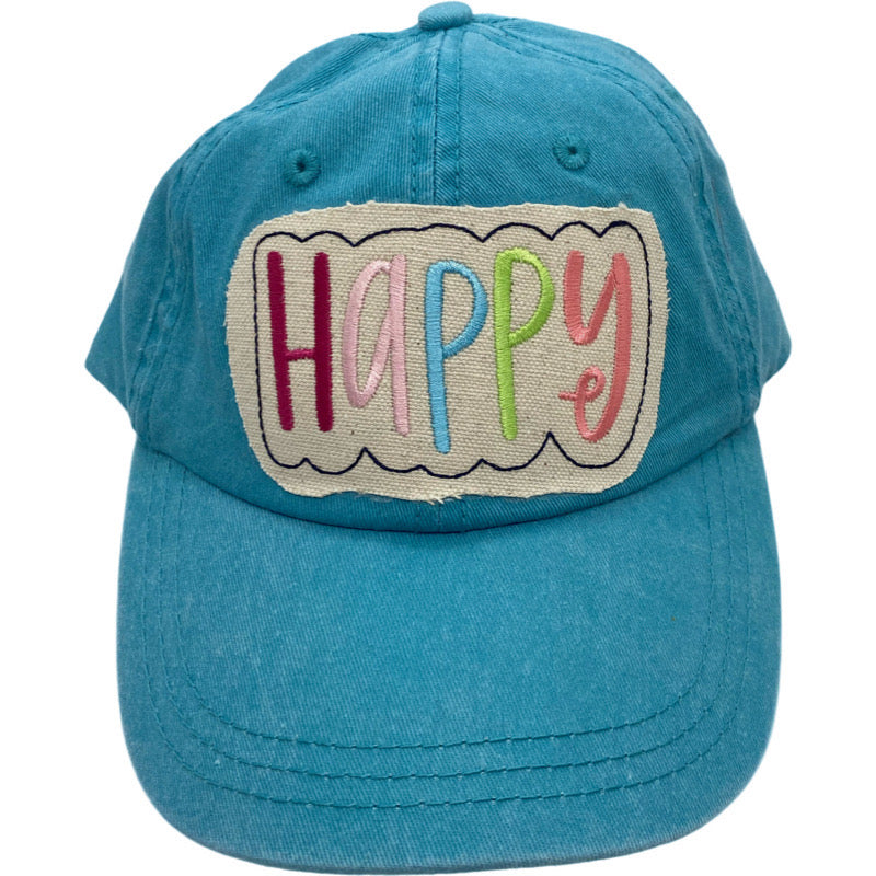 Embroidered Hat-Happy