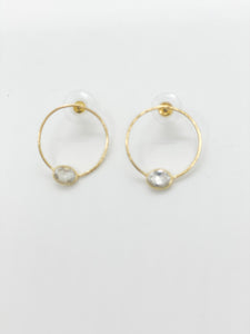 Crystal Quartz Gemstone Hoop Earrings