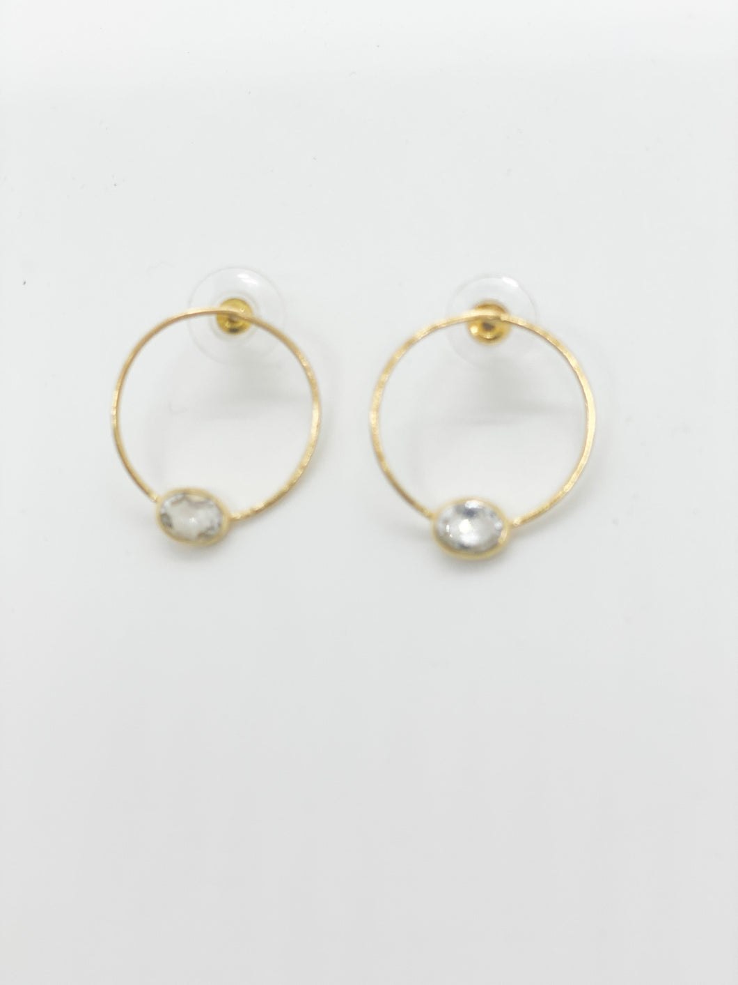 Crystal Quartz Gemstone Hoop Earrings