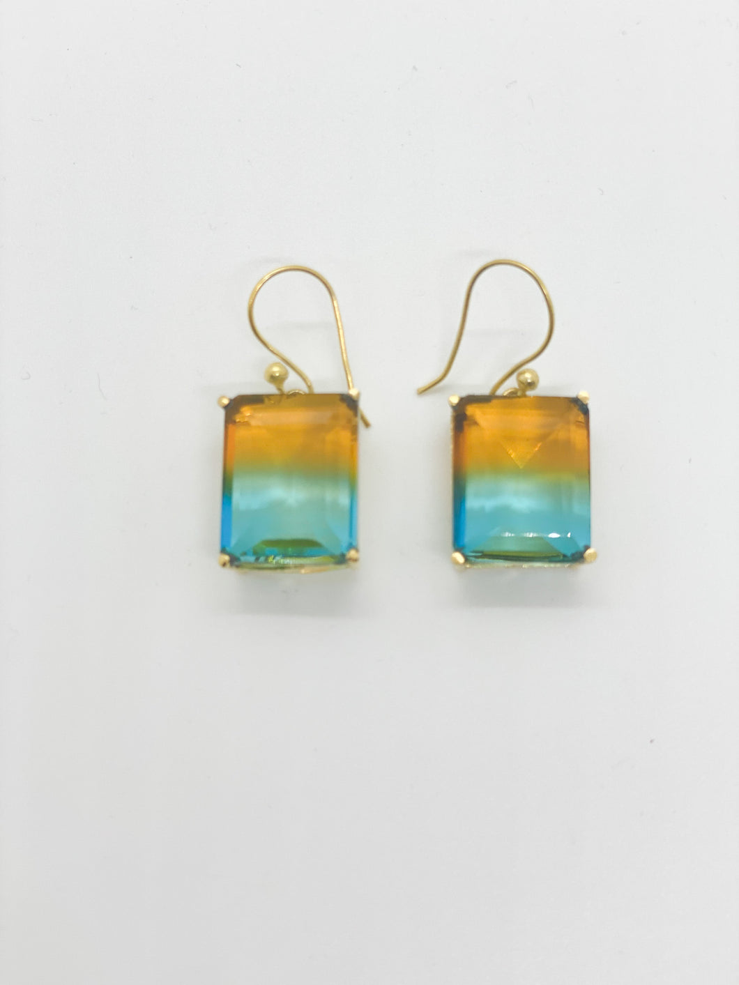 Multi Rainbow Gemstone Earrings-Turquoise Yellow