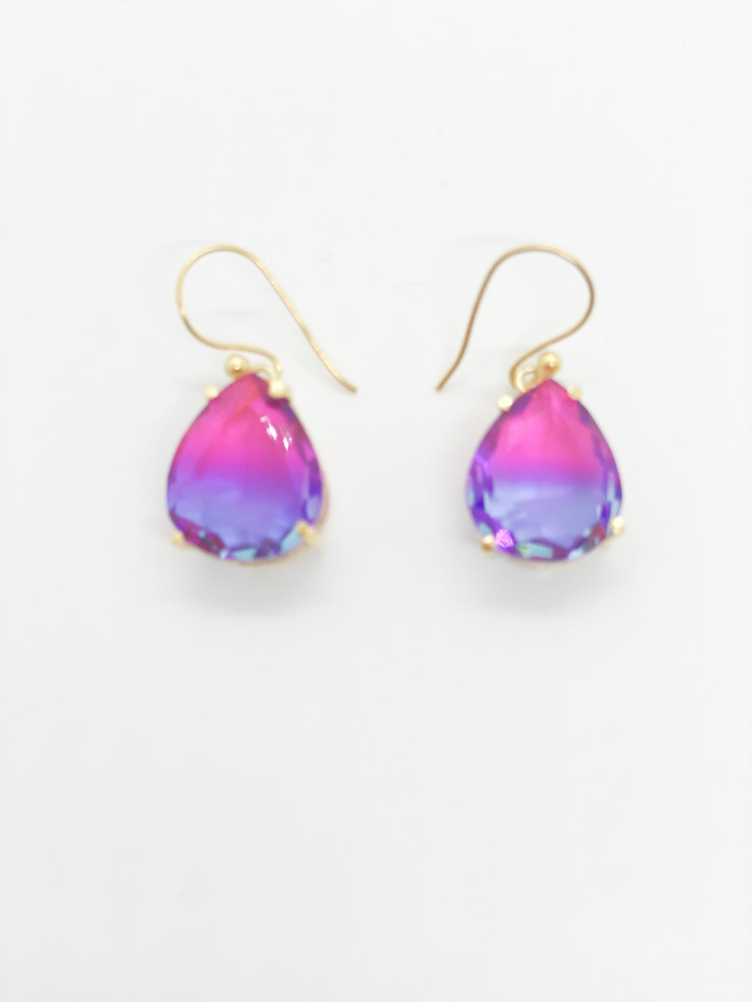 Multi Rainbow Gemstone Earrings-Turquoise Pink