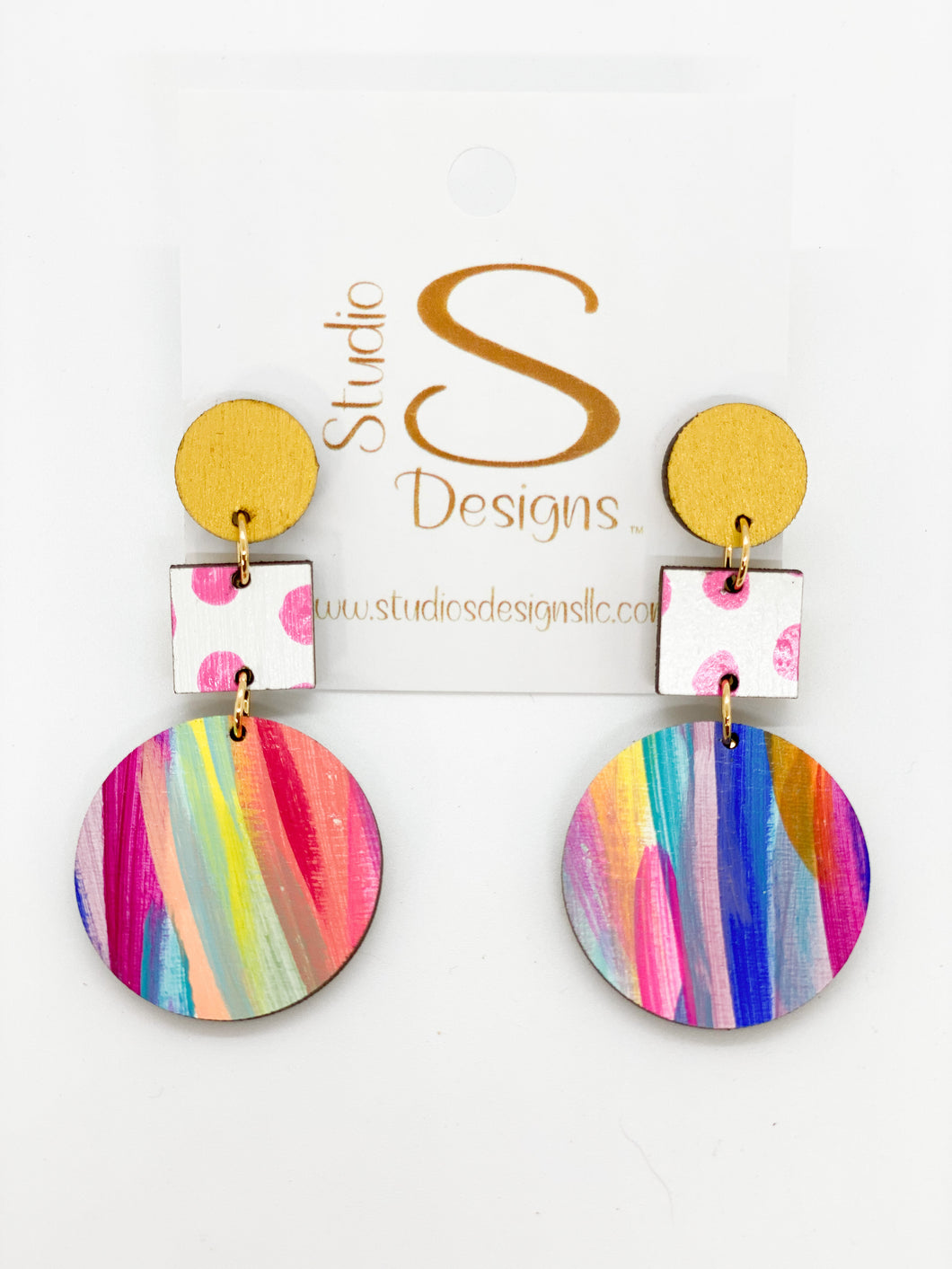 Odessa Earrings-Gold White Pink Aqua Blue