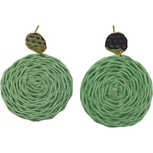 Raffia Circle Earrings-Seafoam