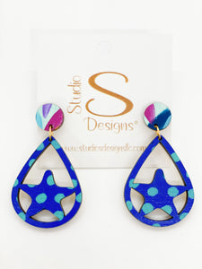 Starfish Earrings-Blue Aqua