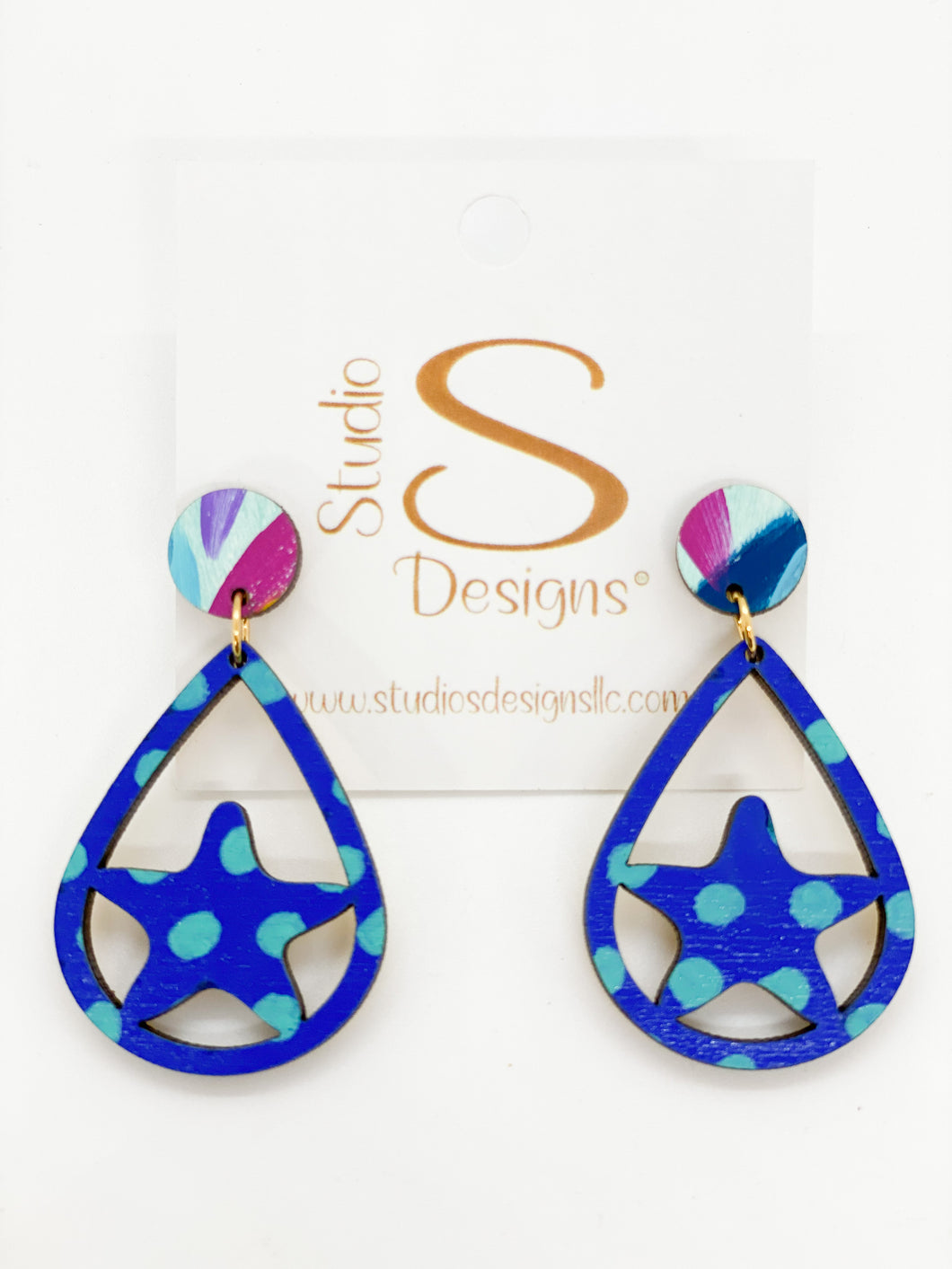 Starfish Earrings-Blue Aqua