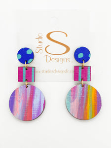 Odessa Earrings-Blue Aqua Magenta