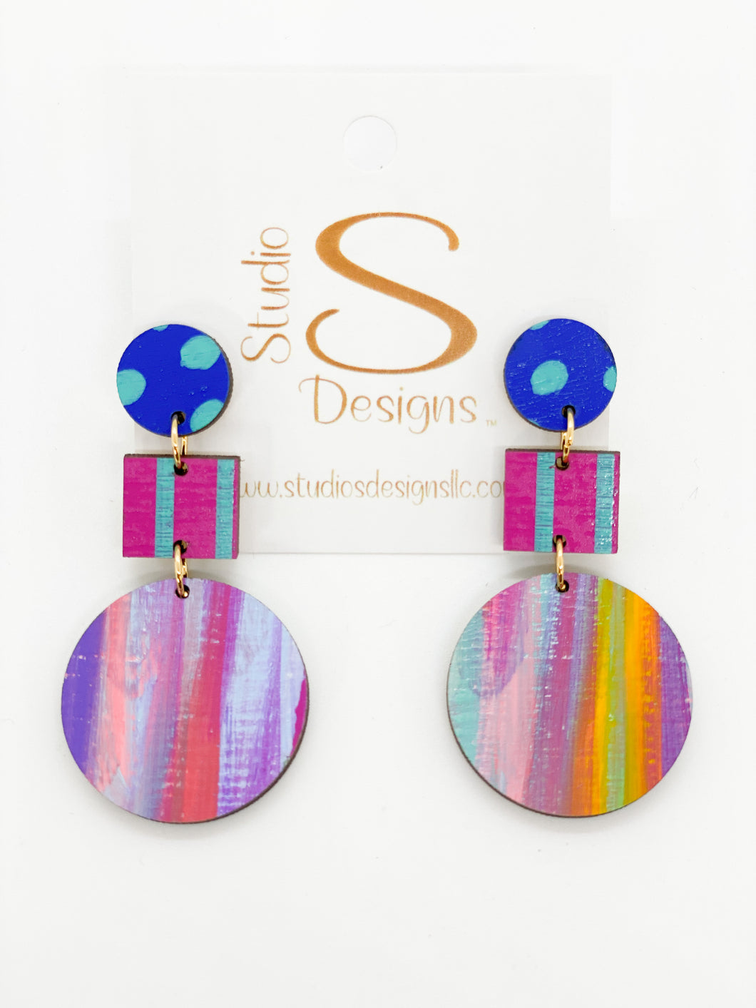 Odessa Earrings-Blue Aqua Magenta