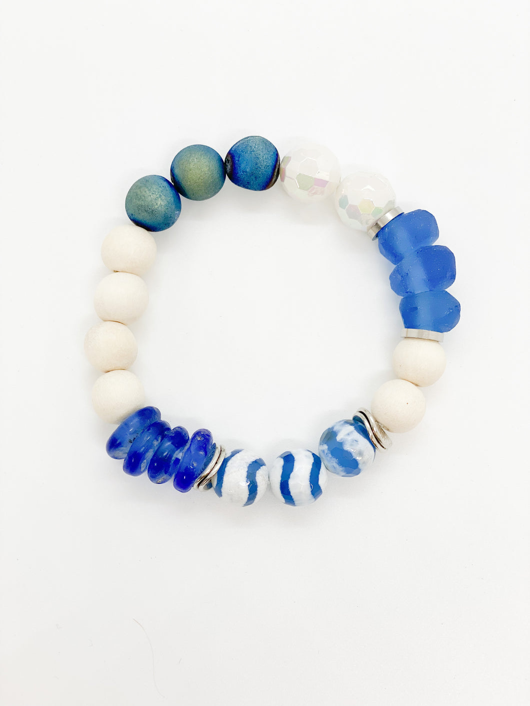 Stretch Bracelet- White Blue