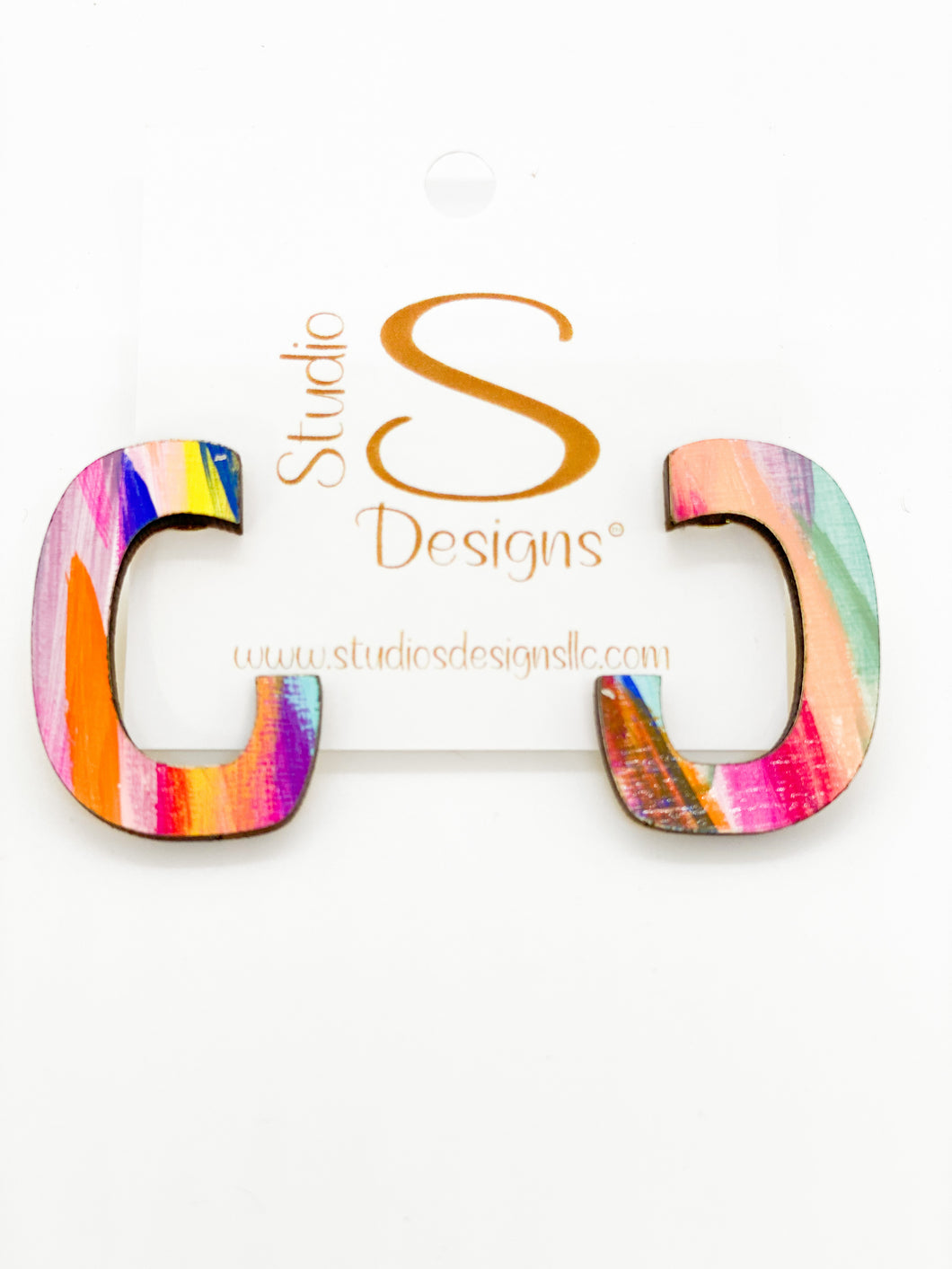 Hoopla Earrings-Magenta Aqua Blue Orange