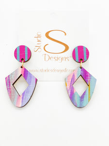 Patsy Earrings-Magenta Aqua Purple