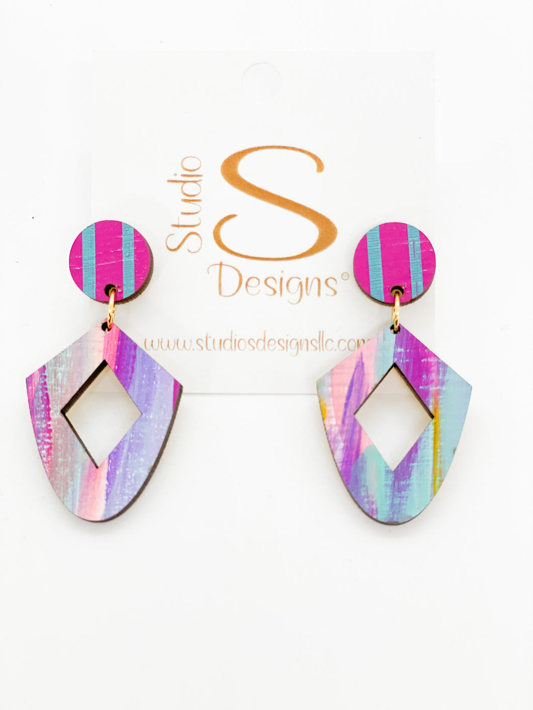 Patsy Earrings-Magenta Aqua Purple