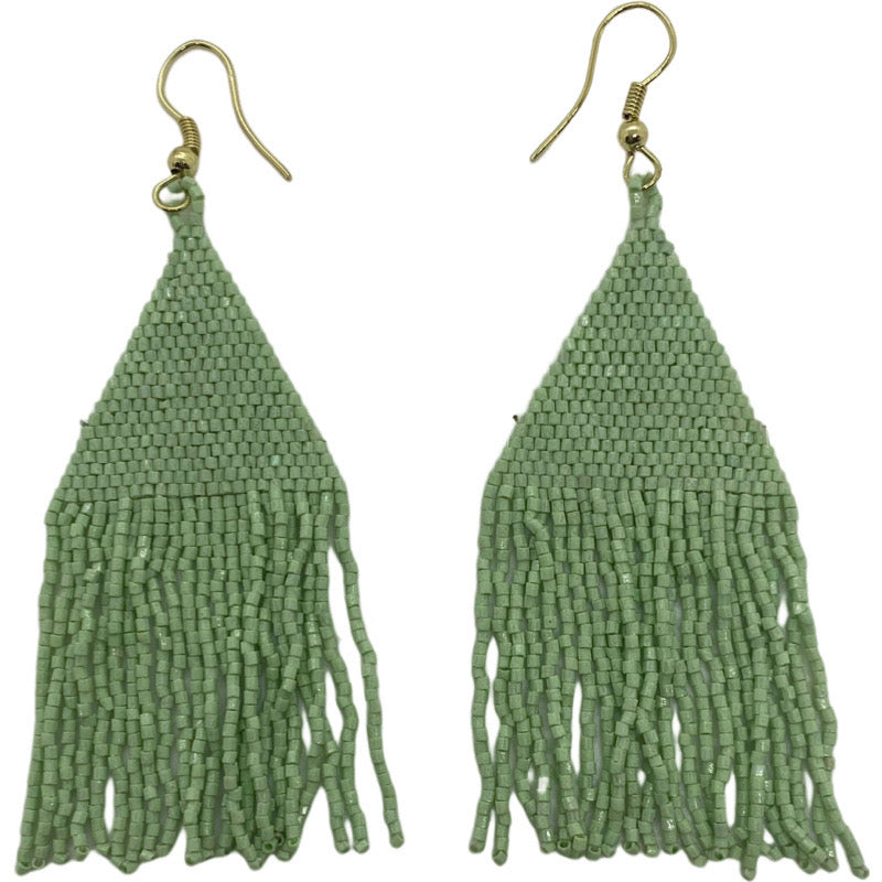 Shimmer Glass Beaded Earrings-Seafoam