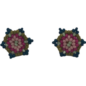 Glass Beaded Stud Earrings - Multi