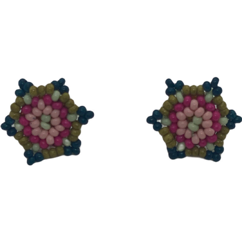 Glass Beaded Stud Earrings - Multi