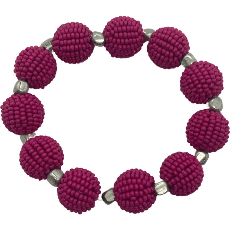 Glass Beaded Bracelet-Fuchsia