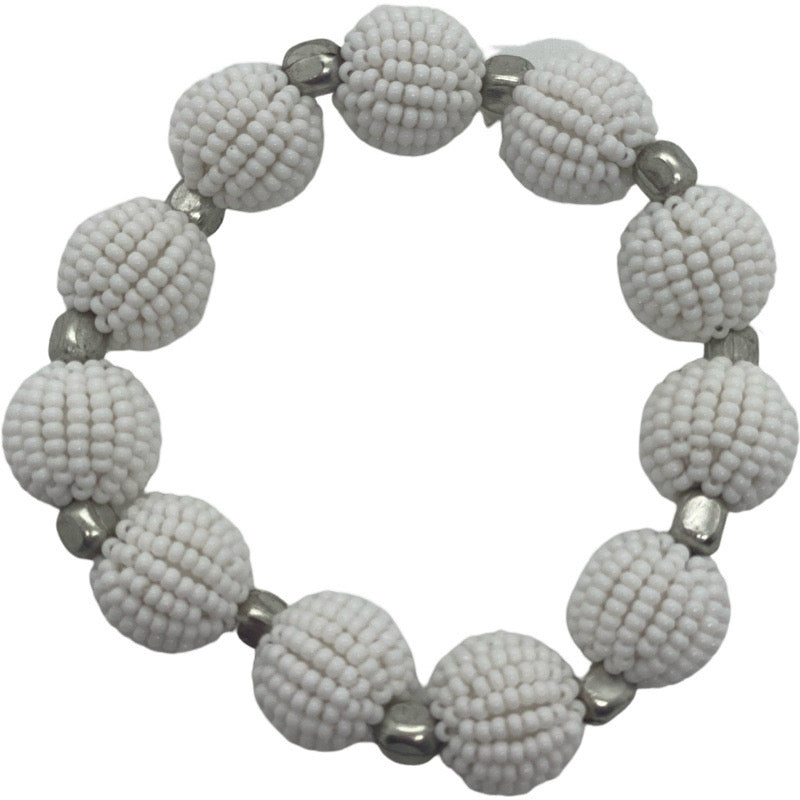 Glass Beaded Bracelet-White