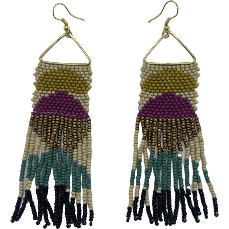 Glass Beaded Earrings-Boho Multi