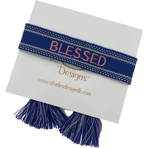 Embroidered Tassel Bracelet-Blessed