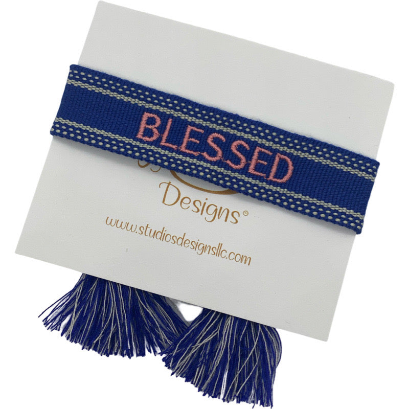 Embroidered Tassel Bracelet-Blessed