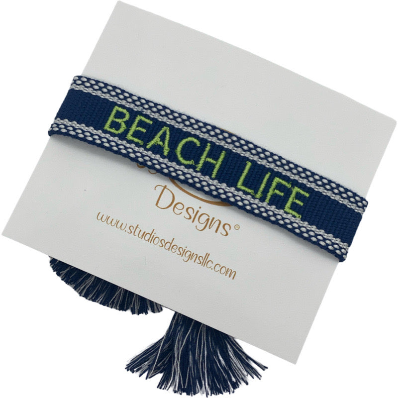 Embroidered Tassel Bracelet-Beach Life