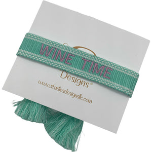 Embroidered Tassel Bracelet-Wine Time