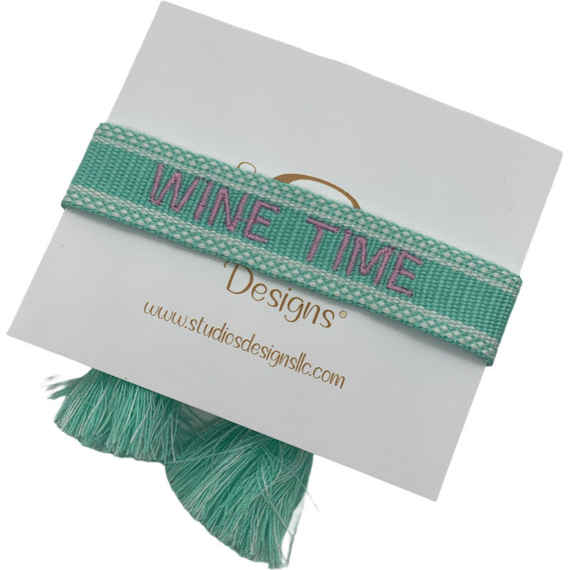 Embroidered Tassel Bracelet-Wine Time