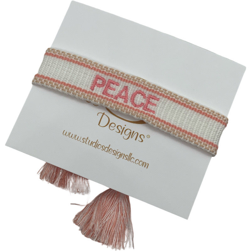 Embroidered Tassel Bracelet-Peace