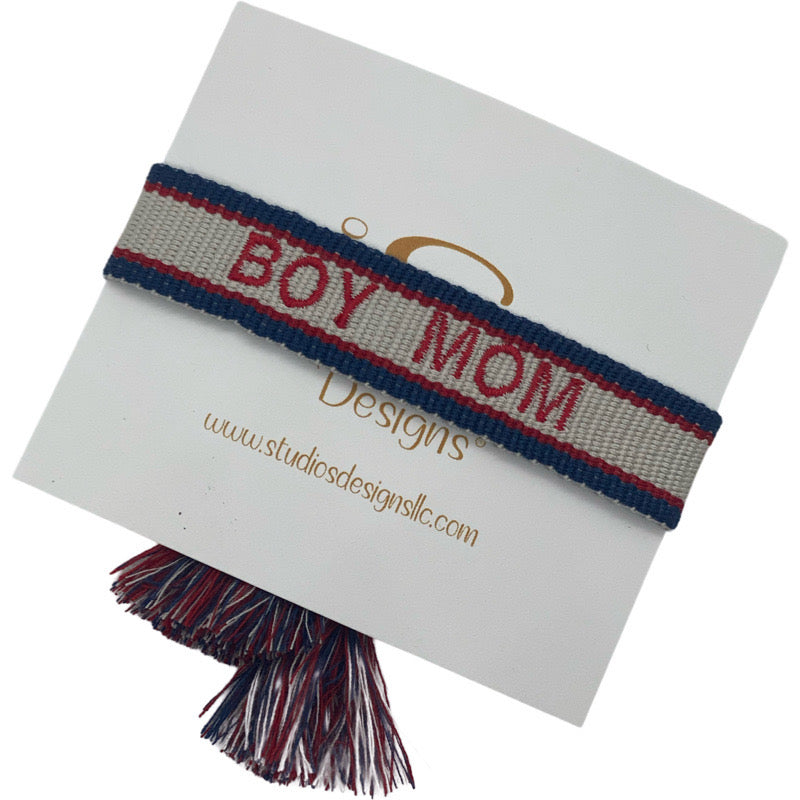 Embroidered Tassel Bracelet-Boy Mom