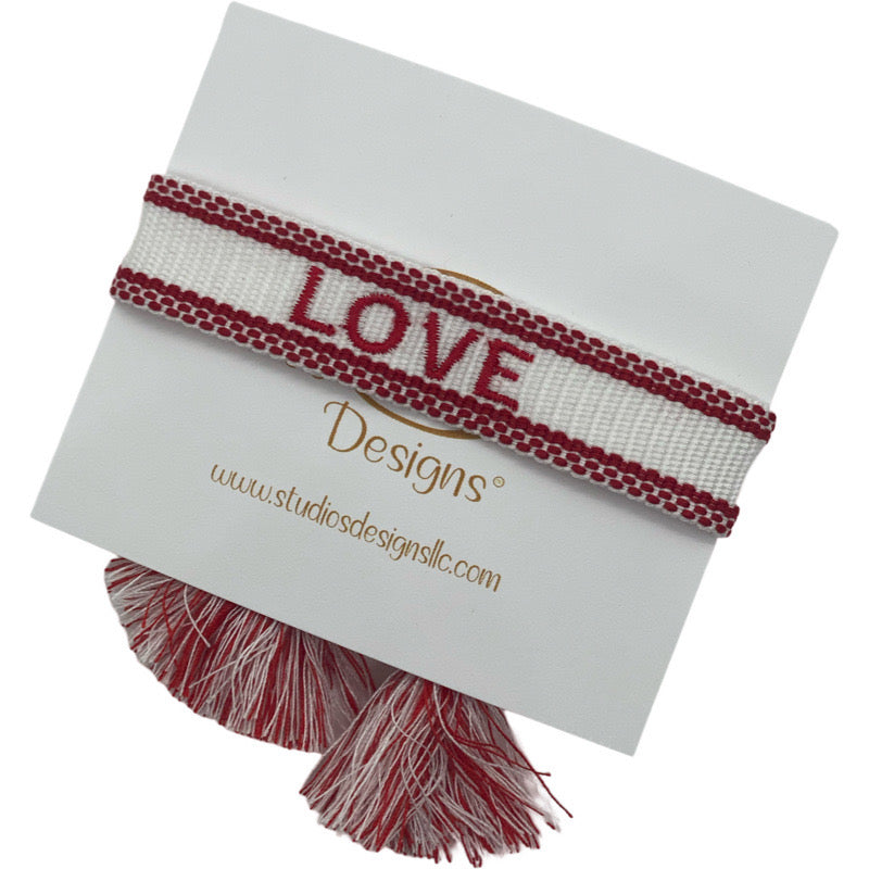 Embroidered Tassel Bracelet-Love