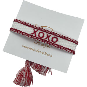 Embroidered Tassel Bracelet-XOXO