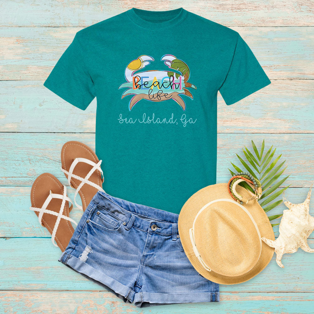 Customizable Beach Crab T-Shirt (Add your location name)