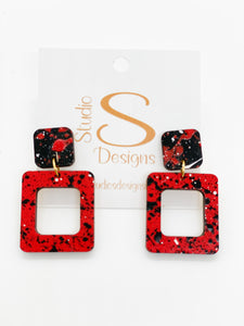 Defense Earrings- Red and Black