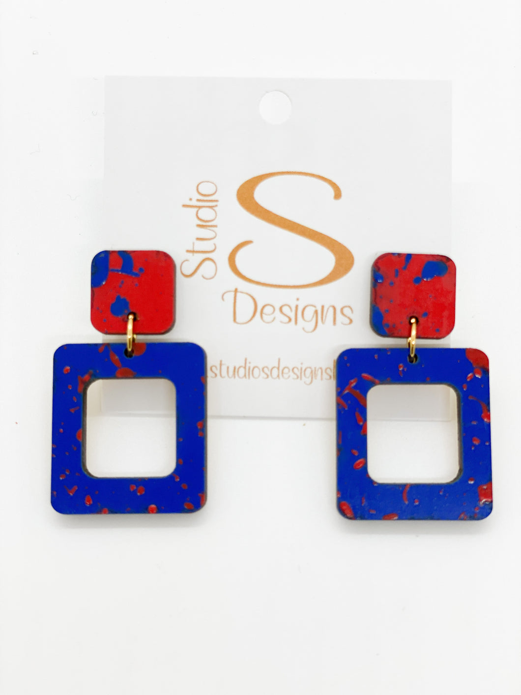 Defense Earrings-Royal & Red
