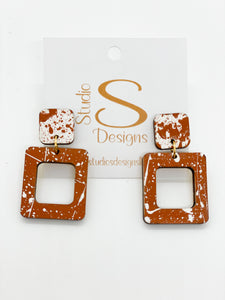 Defense Earrings-Texas Orange and White