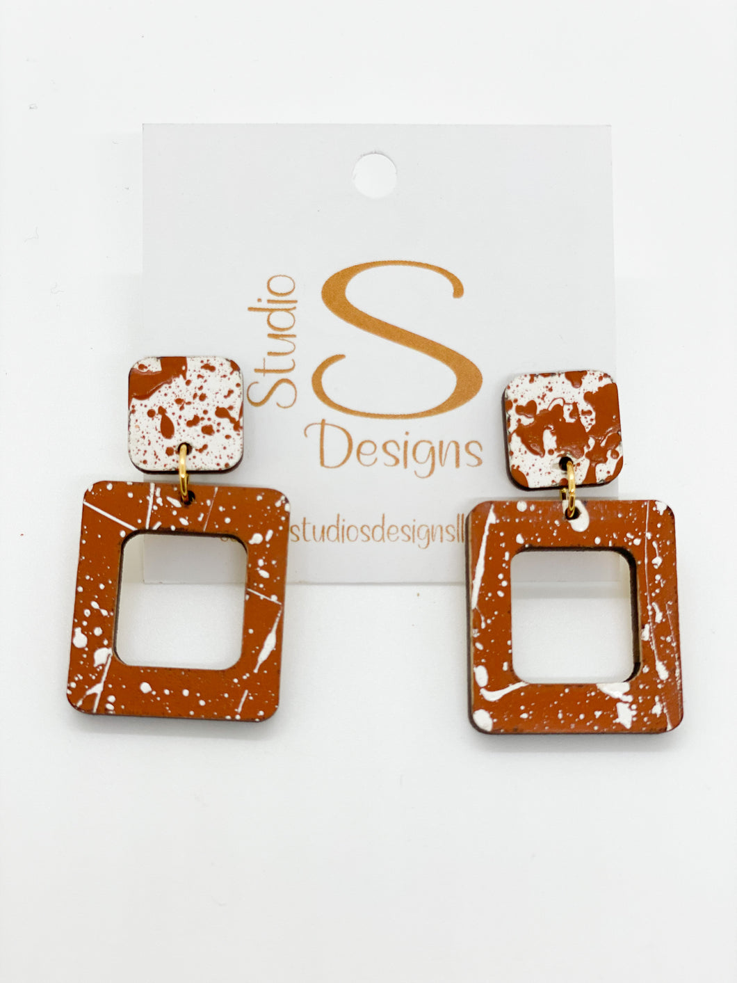 Defense Earrings-Texas Orange and White