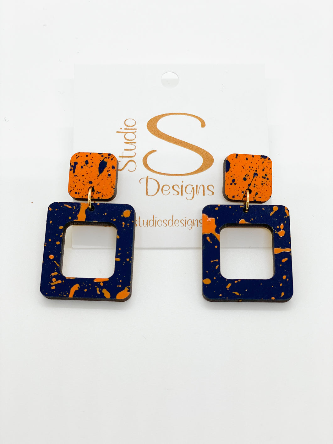Defense Earrings-Blue, orange and white