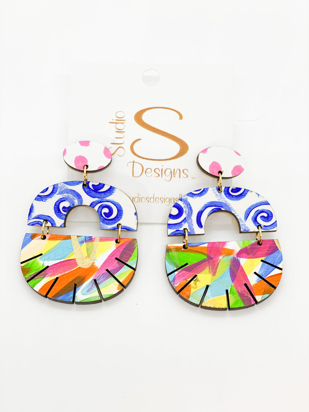 Carmen Earrings-Pink Blue Orange Yellow