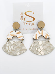 Sophie Earrings-Dk Gold Natural Platinum Champagne Python Leather