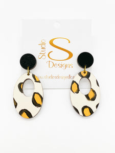 Sissy Earrings-Black Gold Leopard