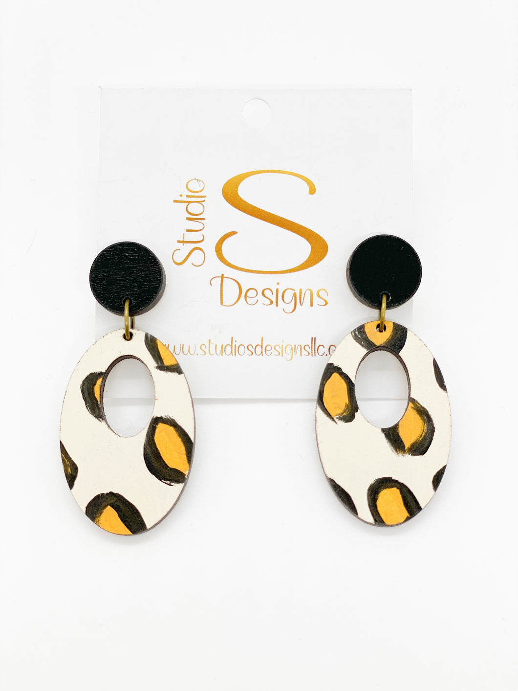 Sissy Earrings-Black Gold Leopard