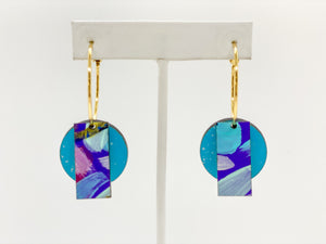 Hoops Earrings-Aqua Purple Pink Gold
