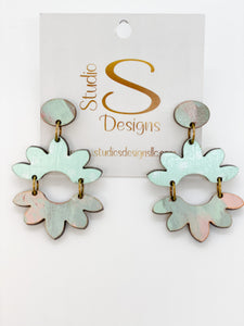 Mia Earrings-Aqua Seafoam Pink